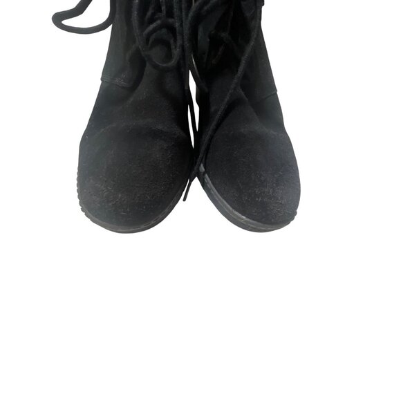 Clarks Womens Black Suede Ankle Booties With Wedge Heel 6.5 - Picture 3 of 8